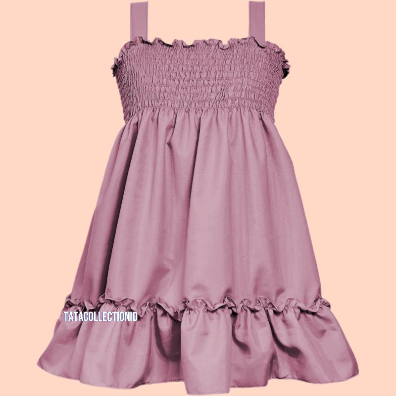 ARDYANA SMOCKED DRESS|DRESS ANAK| DRESS KATUN RAYON POLOS|DRESS PESTA ANAK