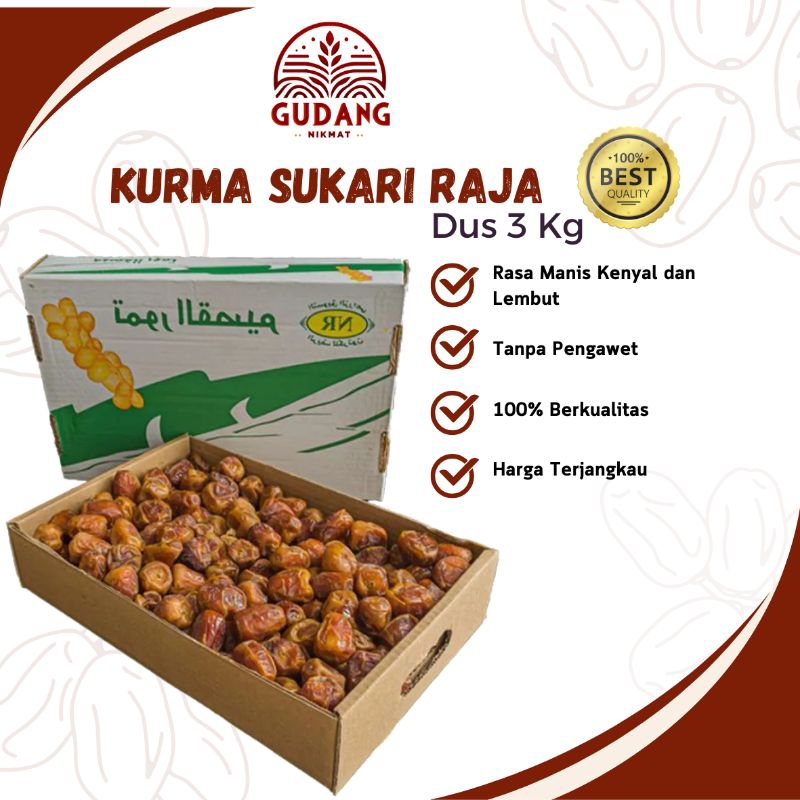 

Kurma Sukari Dus Kurma Basah / Kurma Raja 3 Kg Grosir Oleh-Oleh Haji dan Umroh