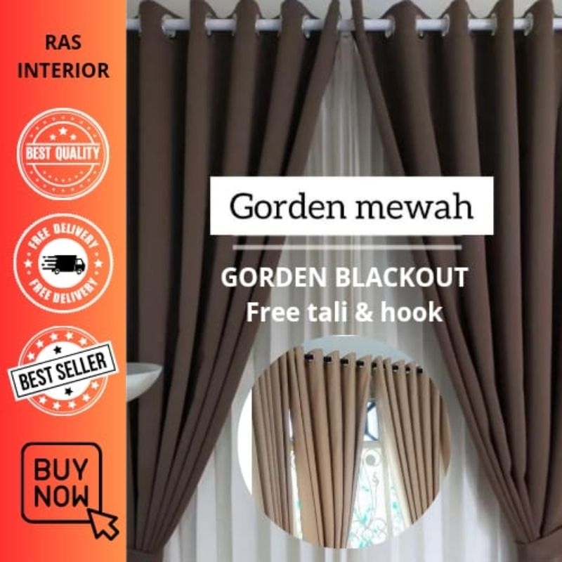 Gorden Blackout Tebal Premium/Gorden Tebal/Gorden Premium/Gorden Mewah Gratis Tali & Hook