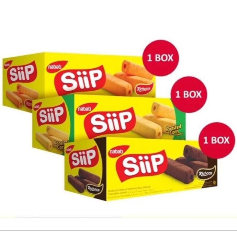 

[GRATIS ONGKIR] Nabati SiiP box isi 20 pcs × 6.5gr/ siip jagung/siip keju/siip coklat isi @20 pcs