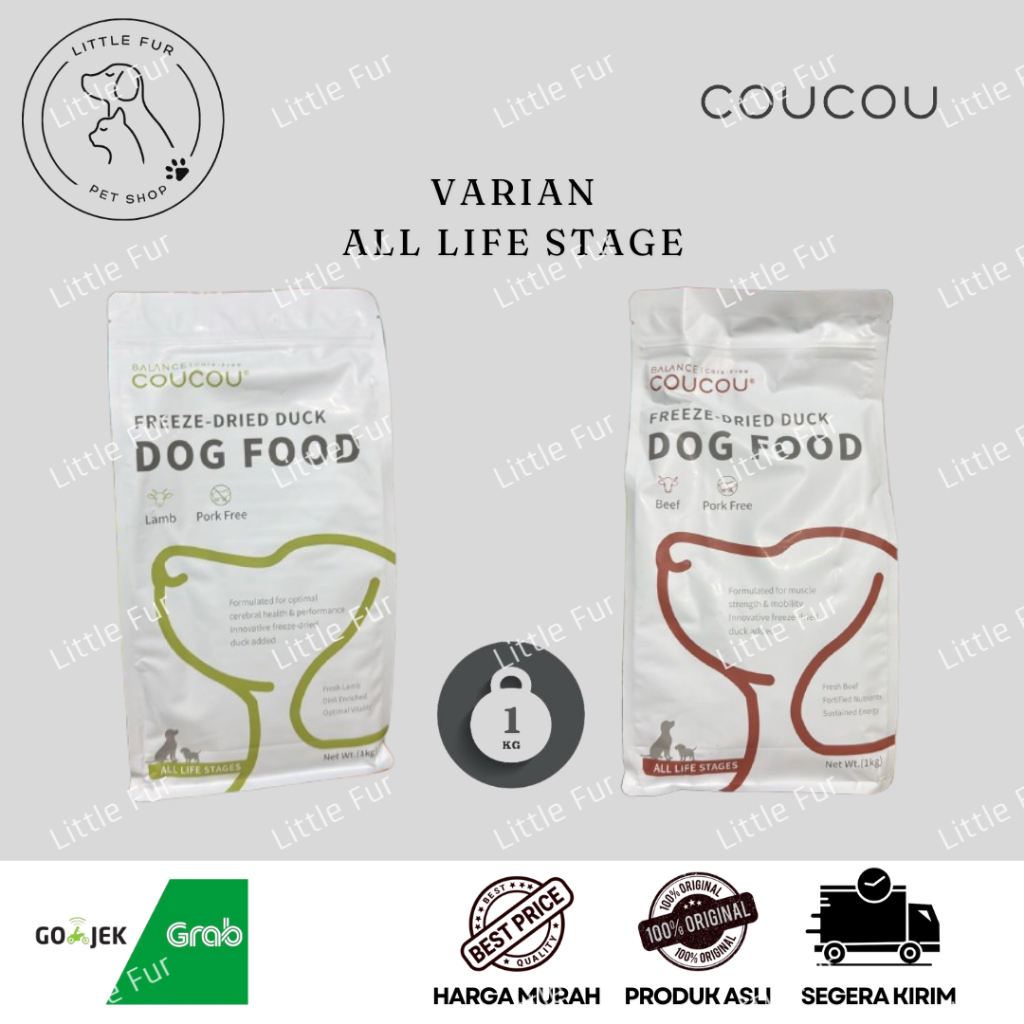 Coucou Premium Dog Food All Life Stage & Puppy Beef & Lamb 1kg Rasa Sapi & Kambing Untuk Segala Umur
