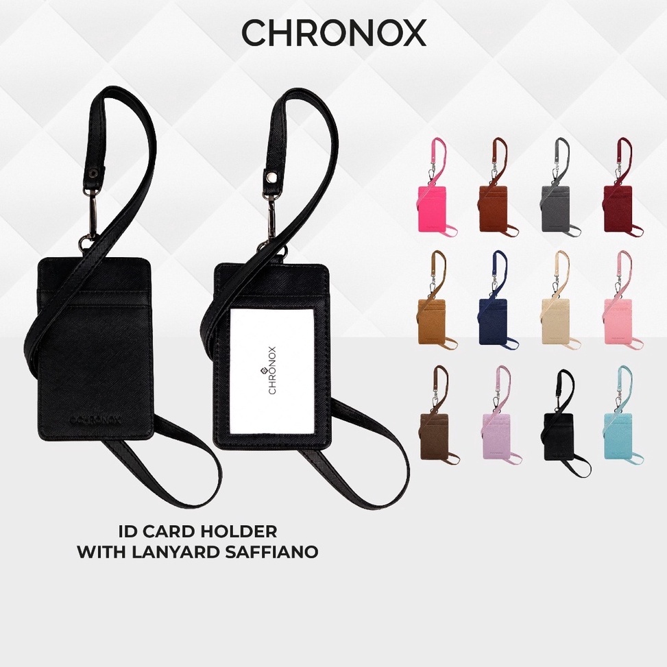 

Pasti Favorit CHRONOX Lanyard Pria Wanita Kulit Saffiano ID Card Holder AVERY