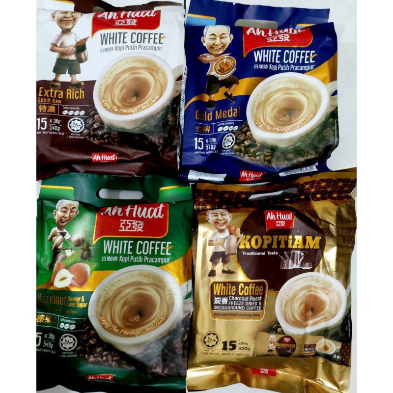 

Kopi Ahhuat Ah Huat white coffee 3 in 1 kopi import kopi Malaysia Ah Huat isi 15 stick