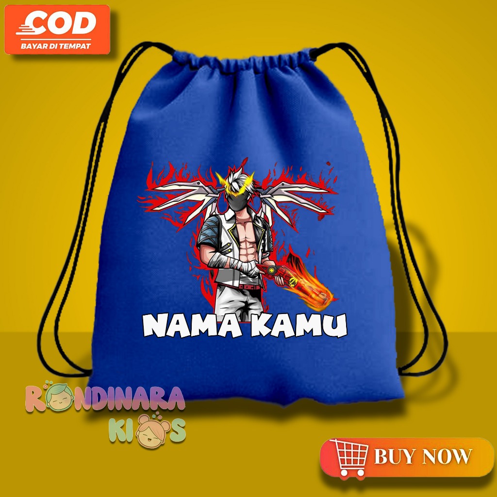 Tas Serut Anak FF Free Fire SG 2 OPM Karakter Bundle/ Tas Anak Ngaji ,Sekolah Gratis Nama