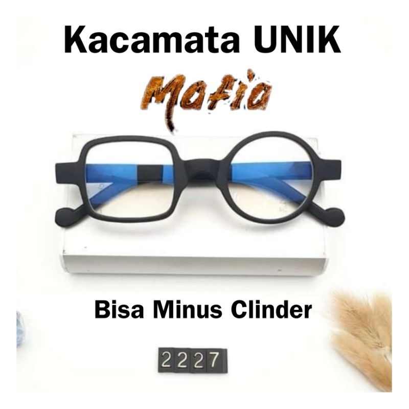 Frame Kacamata UNIK Sebelah Kotak Sebelah Bulat Kacamata Unisex Laki-laki Perempuan Bisa Minus Clind