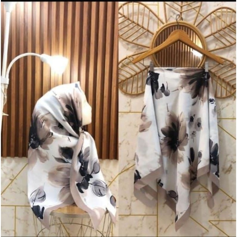 Hijab Segiempat Voal Motif Bunga Jilbab Motif Bunga Segiempat Denay kw Viral laris Terbaru  Termurah