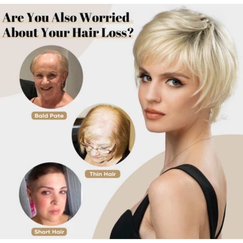 GRIYA REMA Wig Tomboy Wig Wanita Pendek Wig Shorty Blonde Wig Korean Style