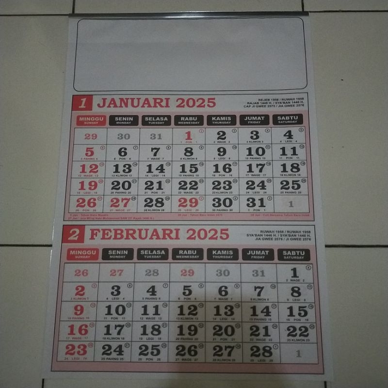 

kalender 2025 2 bulan x 6 lembar