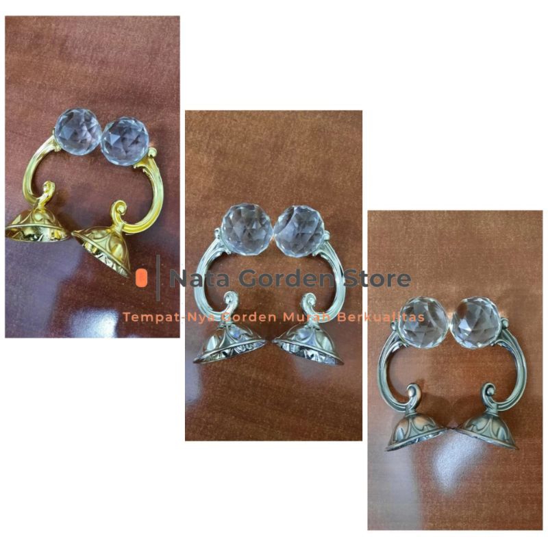 Hook gorden pengait tali ikat hordeng model bola kristal bahan besi premium mewah