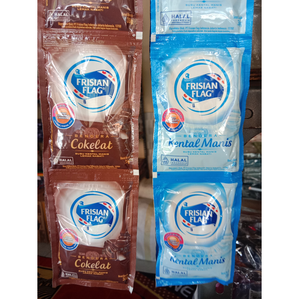 

(1 PACK) Susu Kental Manis SKM Sachet Frisian Flag Bendera Coklat Putih