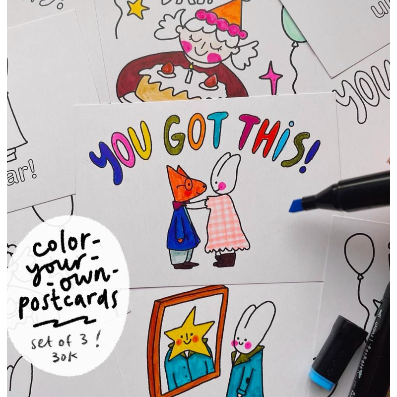 

color your own postcards (set of 3)