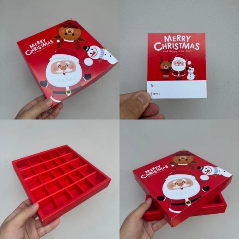 

( 5 pcs ) dus edisi natal kemasan kue kering nastar box sekat 25 ukuran 3.5x3.5x3.5 cm merry christmas