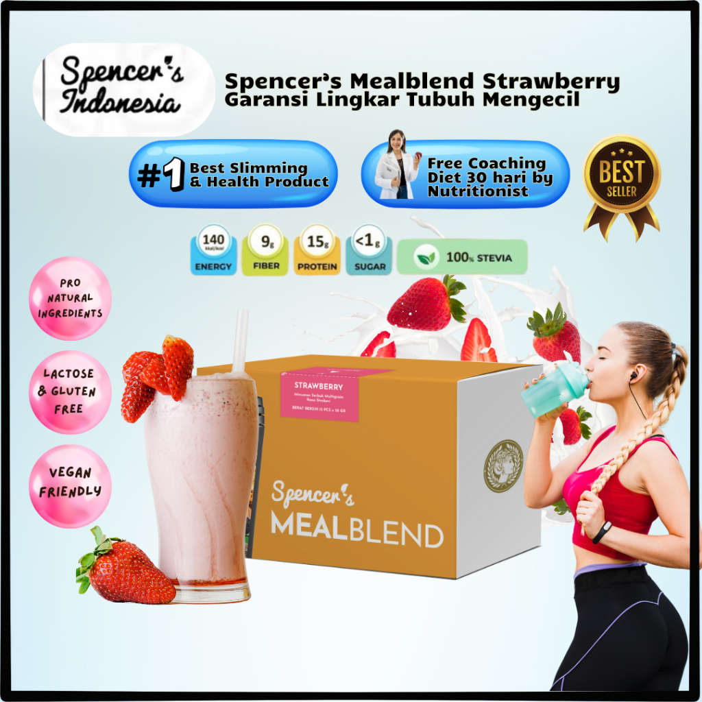 

PROMO!!! Spencer's Meal Blend Naked Strawberry Flavour Makanan Diet Food Protein Shake