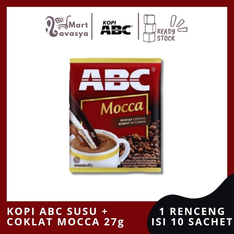 

KOPI ABC SUSU + COKLAT MOCCA SACHET 27g - 1 RENCENG ISI 10 SACHET - KOTA BANDUNG - LAVASYA MART