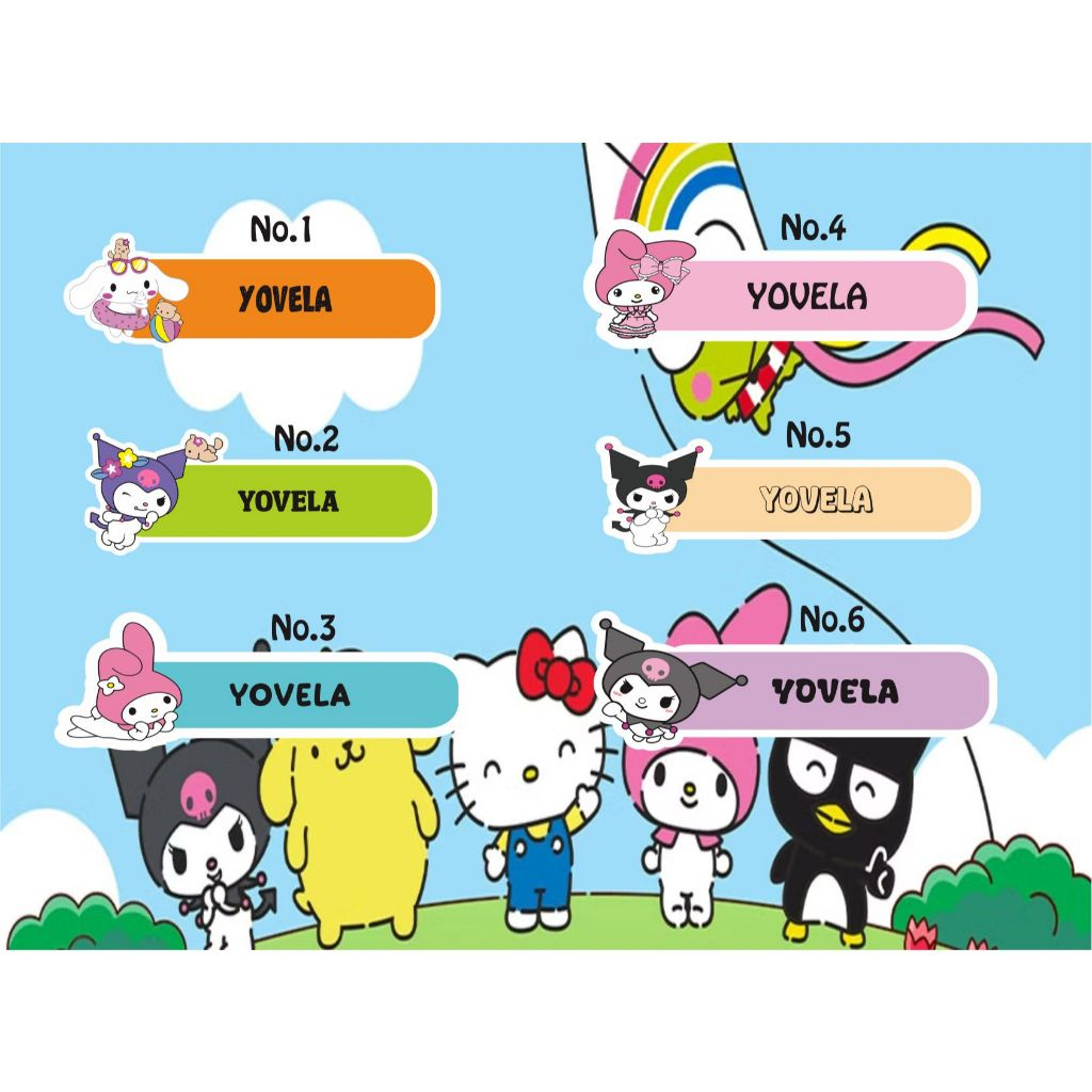

Stiker Label Nama Setrika Gambar Sanrio Untuk Dewasa Dan Anak-anak Bahan Dtf Isi 30 Pcs