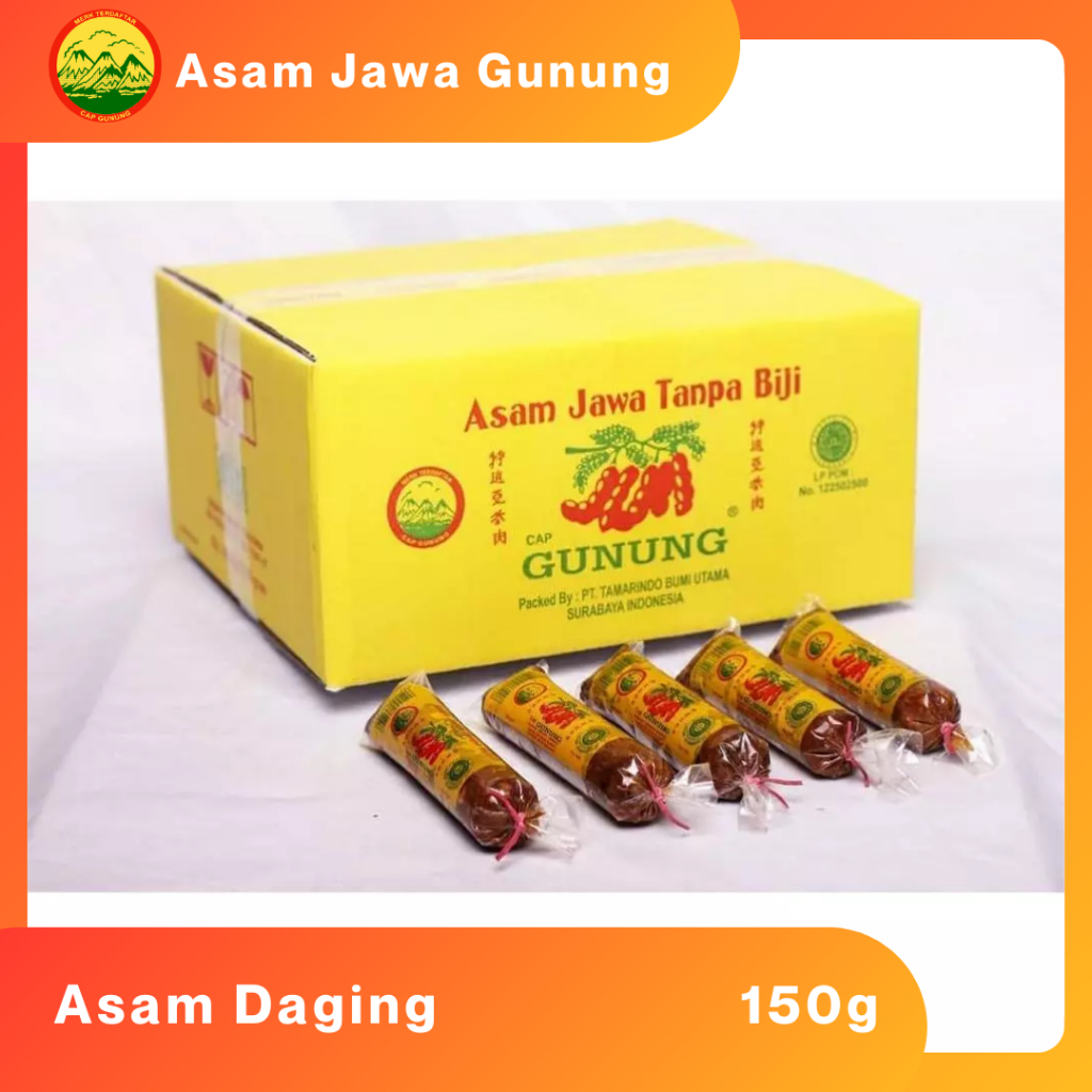 

ASAM JAWA ASAM TANPA BIJI ASAM DAGING CAP GUNUNG 150gr KEMASAN 1 DUS