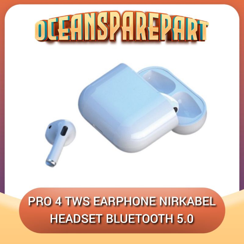 Pro 4 TWS Earphone Nirkabel Headset Bluetooth 5.0 earphones BT Handset