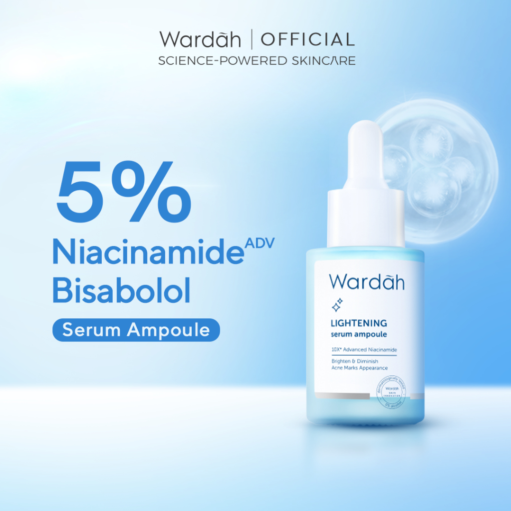 WARDAH Lightening 5% Niacinamide Serum Ampoule - Dengan 10X Advanced Niacinamide + Bisabolol dan 0% 