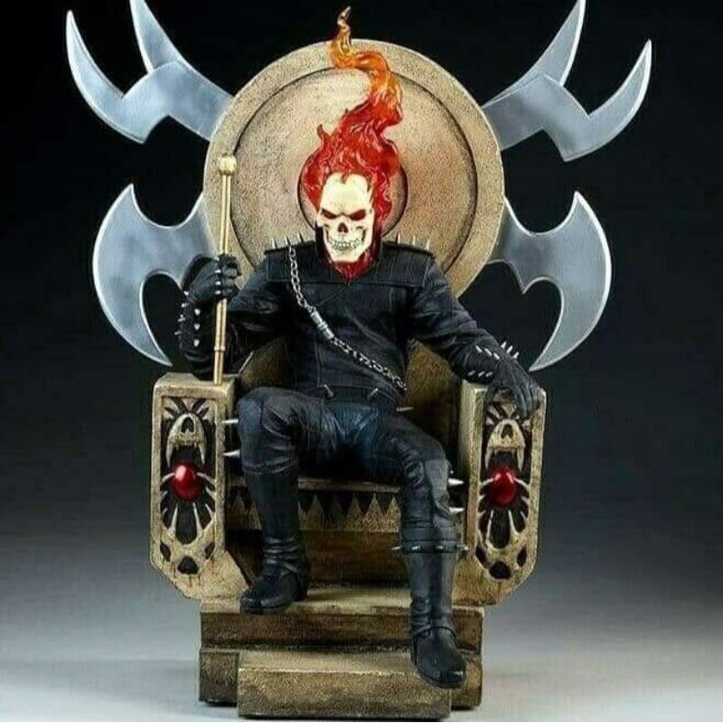mainan action figure Sideshow Toys Marvel Action Figure: Ghost Rider On Throne Comiquette ExclusiveO