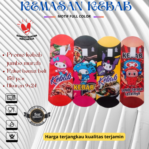 

PROMO Kertas Bungkus Dus Kebab isi 150 pcs,Kemasan kebab ,Wadah Box kebab labubu isi 150 pcs