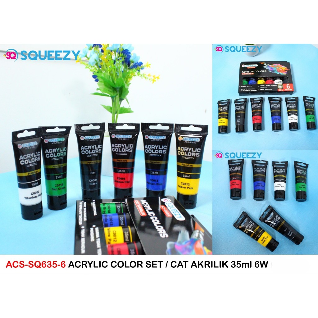 

SQUEEZY Cat Acrylic / akrilik set 6 warna 35ml (SQ-535)