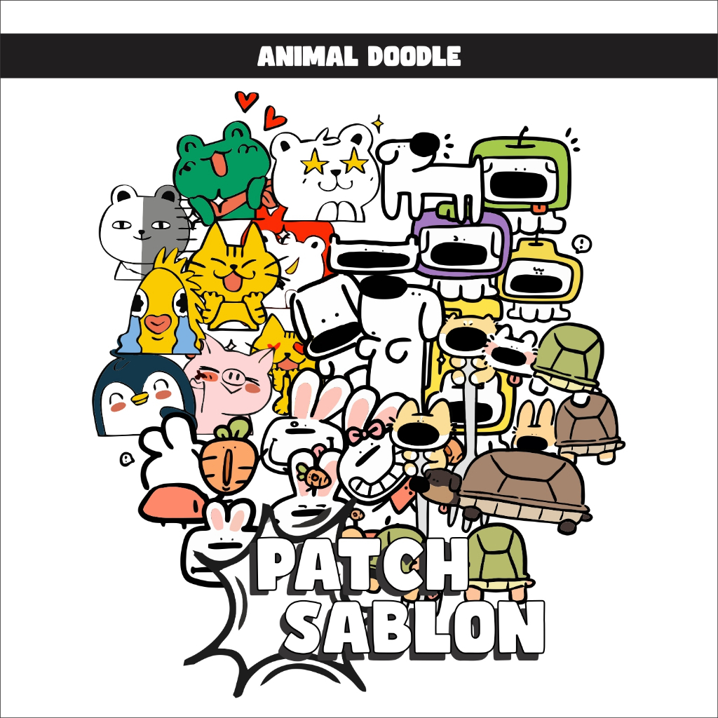 

GANTIBADJOE Sablon Patch DTF Ready to Press - Animal Doodle cute