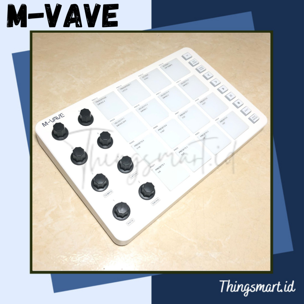 M-VAVE MVAVE M VAVE SMC-PAD Drum Keyboard Midi Controller With 16 Rgb 8 Knobs And 10 Control Button 