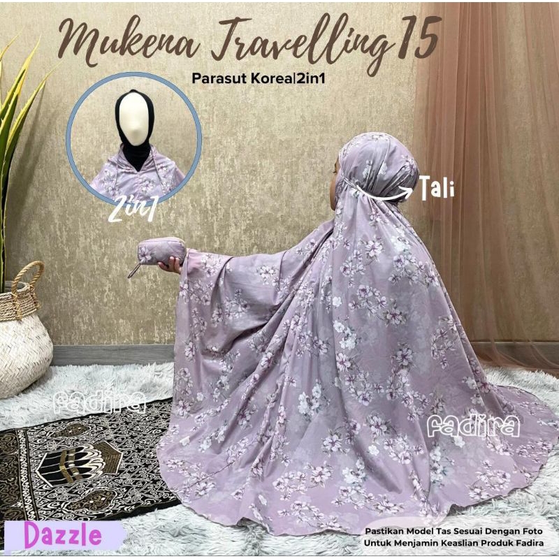Mukena Travelling Parasut | Mukena Travelling 2 in 1 Kode 15 | Mukena Parasut Motif Bunga
