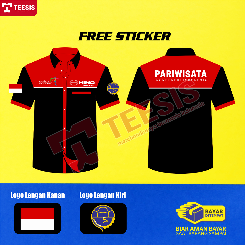 Kemeja Driver Bus ManiaHino RM 280 Pariwisata Wonderful Indonesia