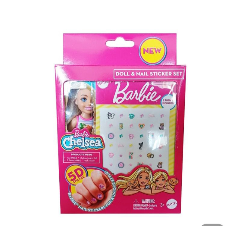 Barbie chelsea + set stiker kuku assorted