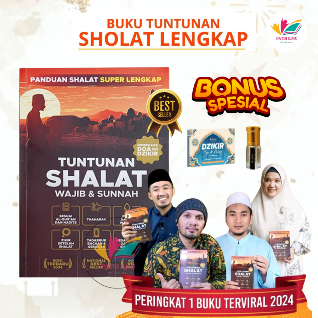 Buku Tuntunan Sholat Wajib & Sunnah Lengkap Free Dzikir Pagi Petang dan Parfum Adi Hidayat Lengkap