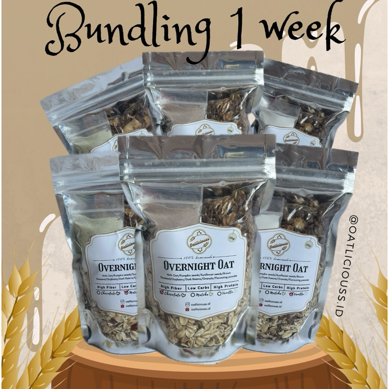 

Oatliciouss | Overnight Oats Bundling 1 Week Choc,Matcha,Vanilla 100gr
