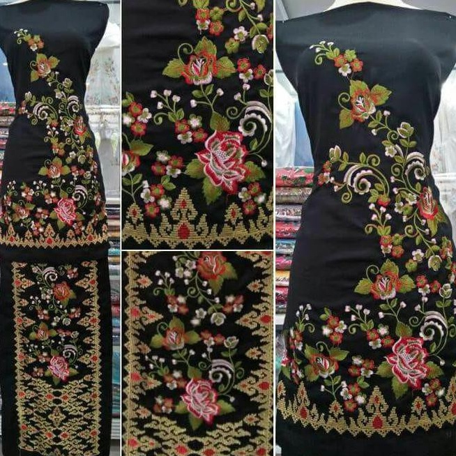 KODE Y98P Original Kain bordir bakal baju kurung motif bunga songket Bukittinggi