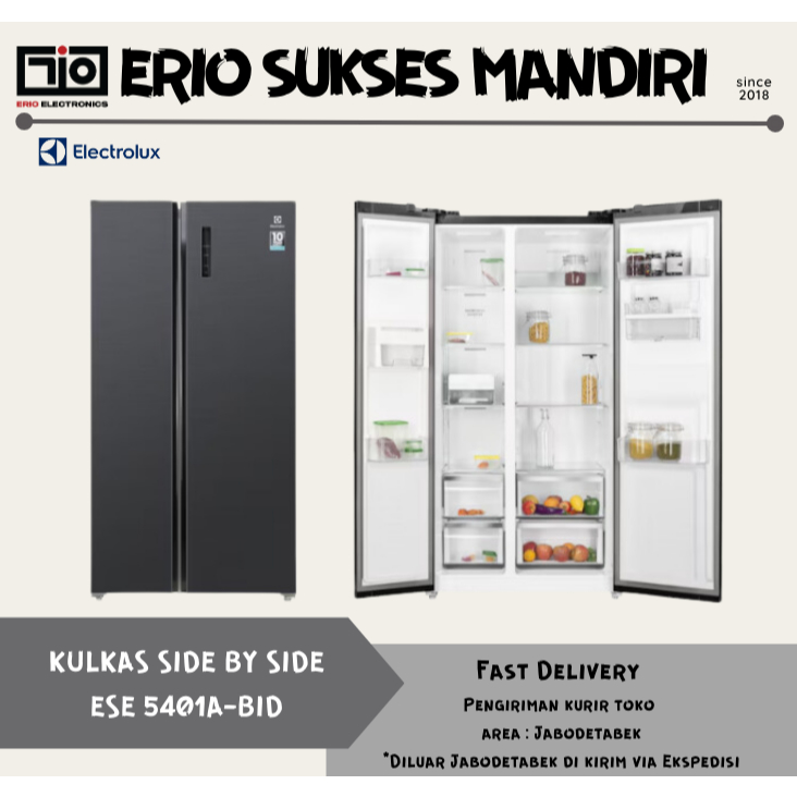 ELECTROLUX ESE 5401A-BID / ESE5401A-BID Kulkas Side by Side 528L