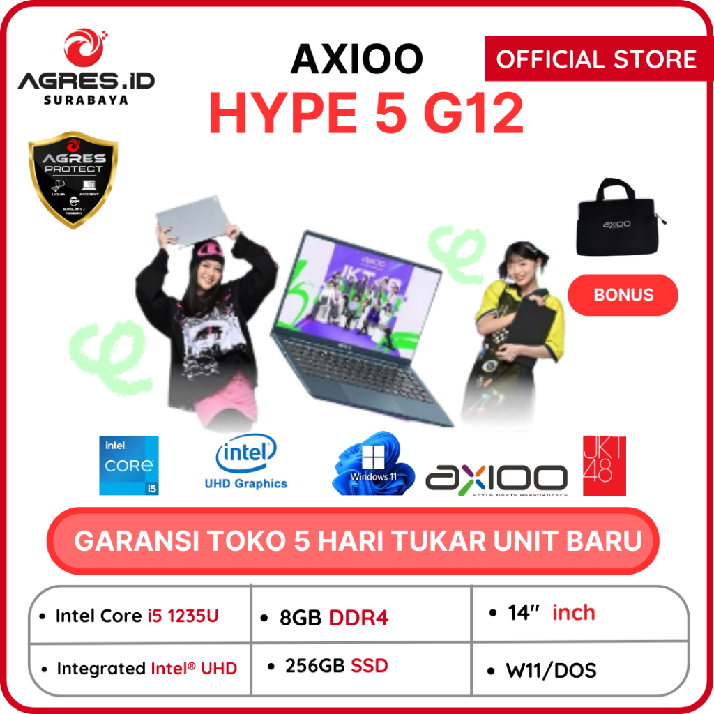 AXIOO HYPE 5 G12 I5 1235 8gb/16gb 256gb WINDOWS/DOS 14.0FHD IPS