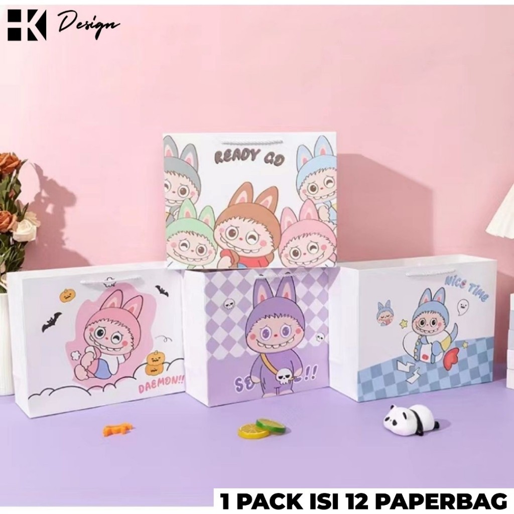 

[3207 12 PCS] PAPERBAG MOTIF UKURAN 32X25X11.5 TAS KADO ULANG TAHUN GOODIE BAG MOTIF