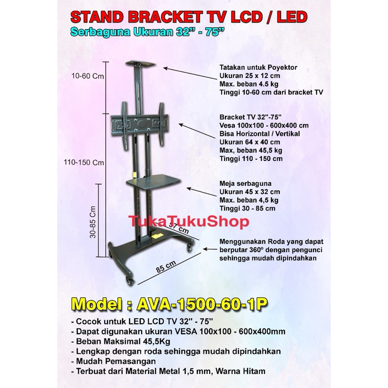 Stand Bracket TV Bracket TV Berdiri 32Inch-75Inch