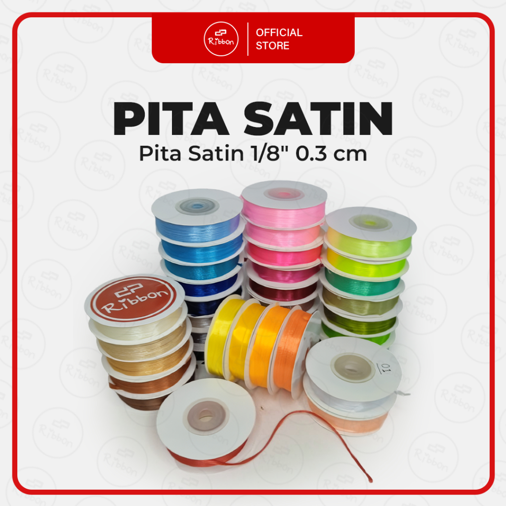 

Pita Satin 1/8" 0.3 cm 50 yard Saten 1/8 Inch Kain Polos Souvenir Garmen Parcel Hampers per ROLL