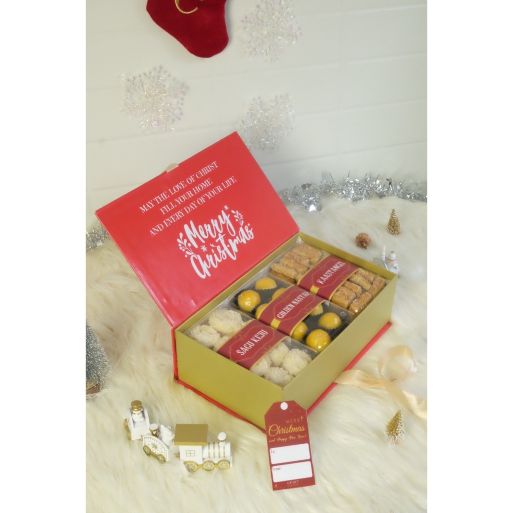 

Hampers Natal / Paket Kue Kering / Premium Hampers / Nastar Kaastangel Sagu Keju - SANTA"S GIFTBOX