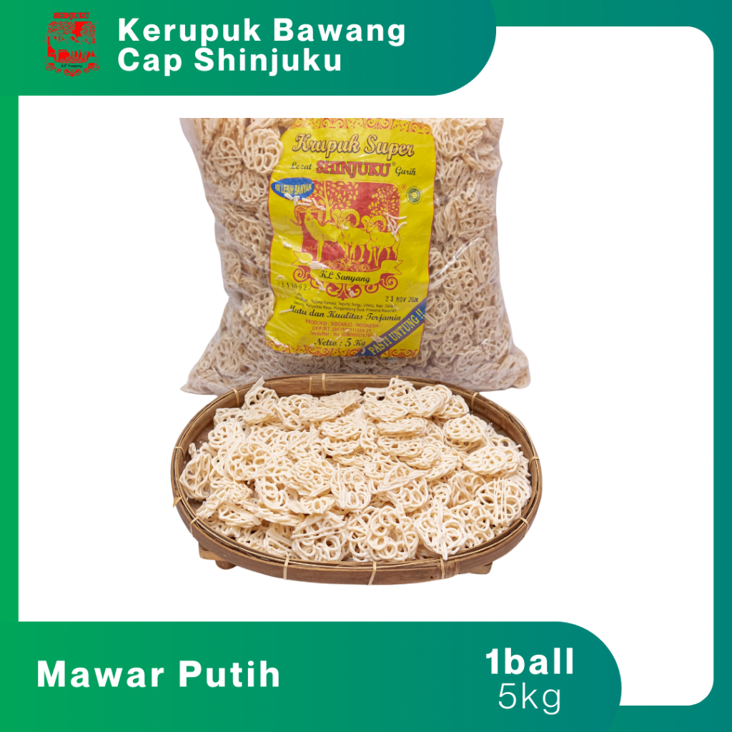 

Kerupuk Mawar Mini Putih 1kg Cap Shinjuku