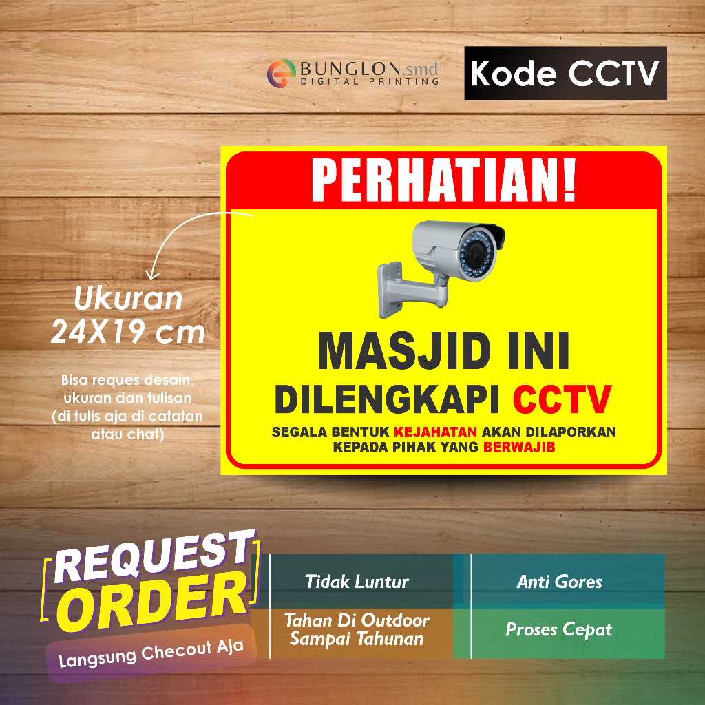 

STIKER MASJID INI DILENGKAPI CCTV 24 JAM + LAMINASI KODE CCTV KUNING