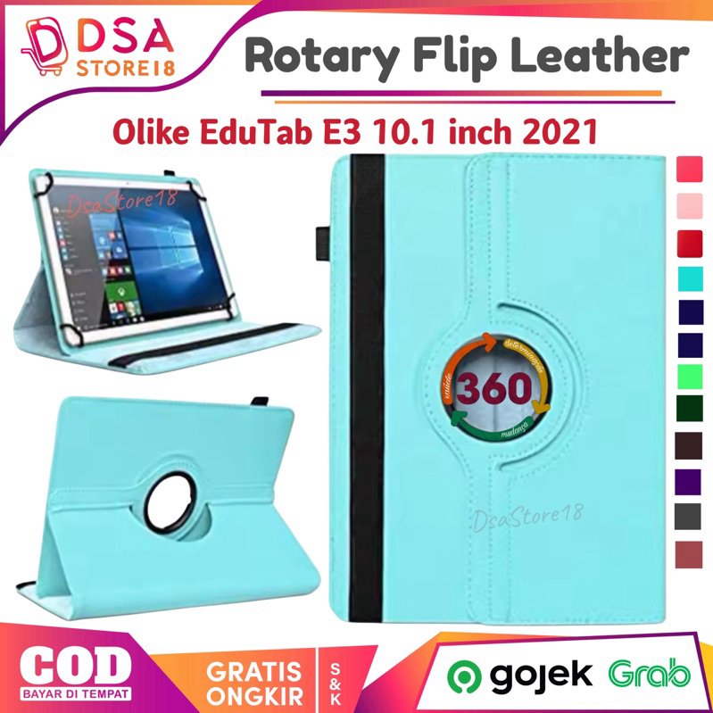 Olike Edu Tab E3 10.1 inch 2021 Case Rotary Leather Flip Cover Book Standing Sarung Casing Tablet Un