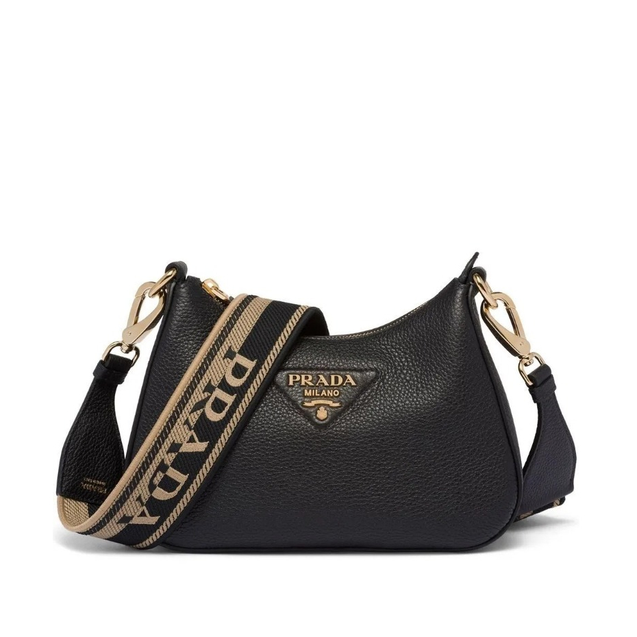 Prada Gold Logo Letter Zipper Women's Shoulder Cross Bag
