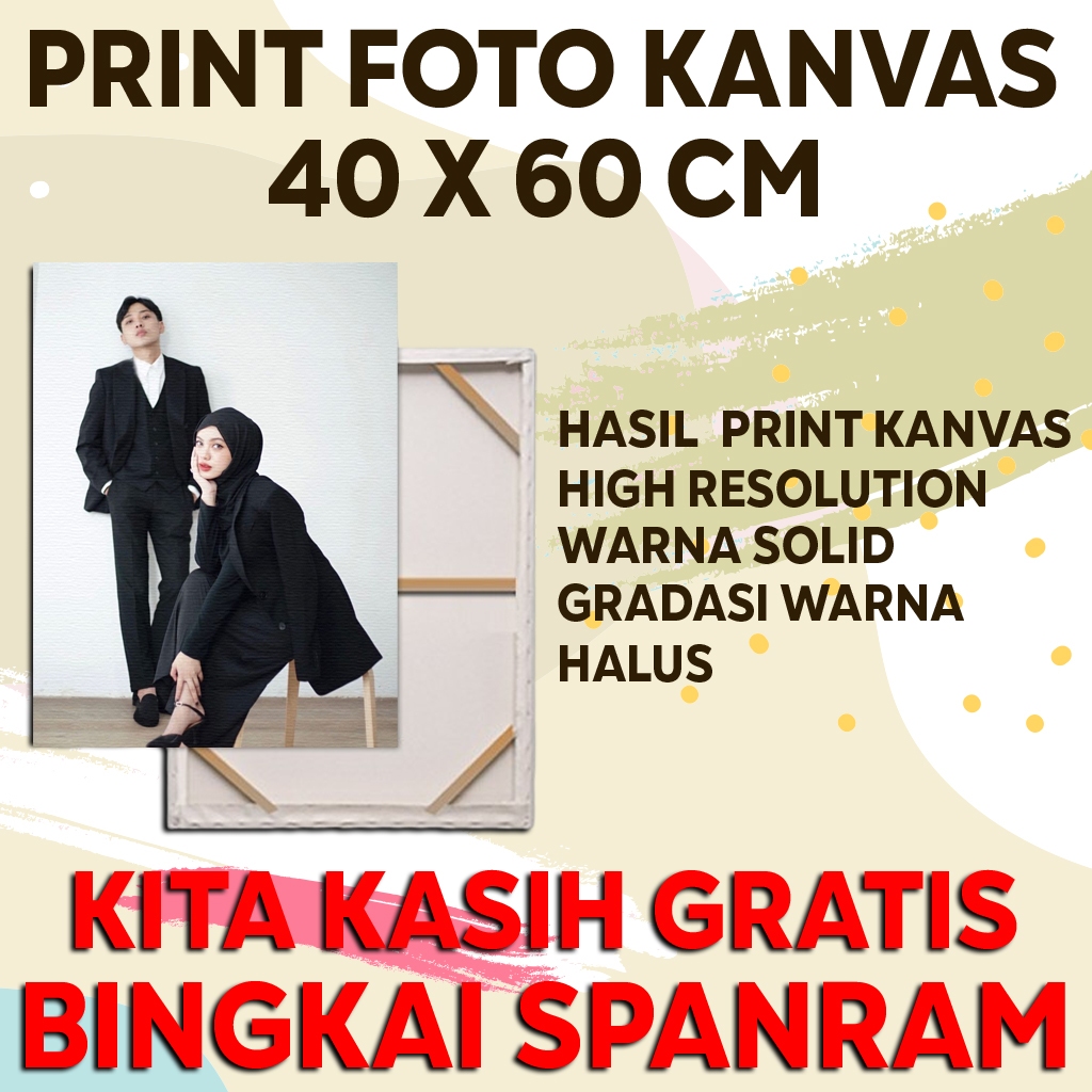 Cetak Foto Kanvas/Cetak Foto Kanvas Pre Wedding 40 X 60 Gratis Bingkai Spanram Dan Gantungan