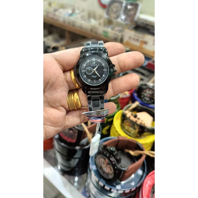 Jam Tgn MIRETE Rantai Hitam Wanita Original Water Resistance.