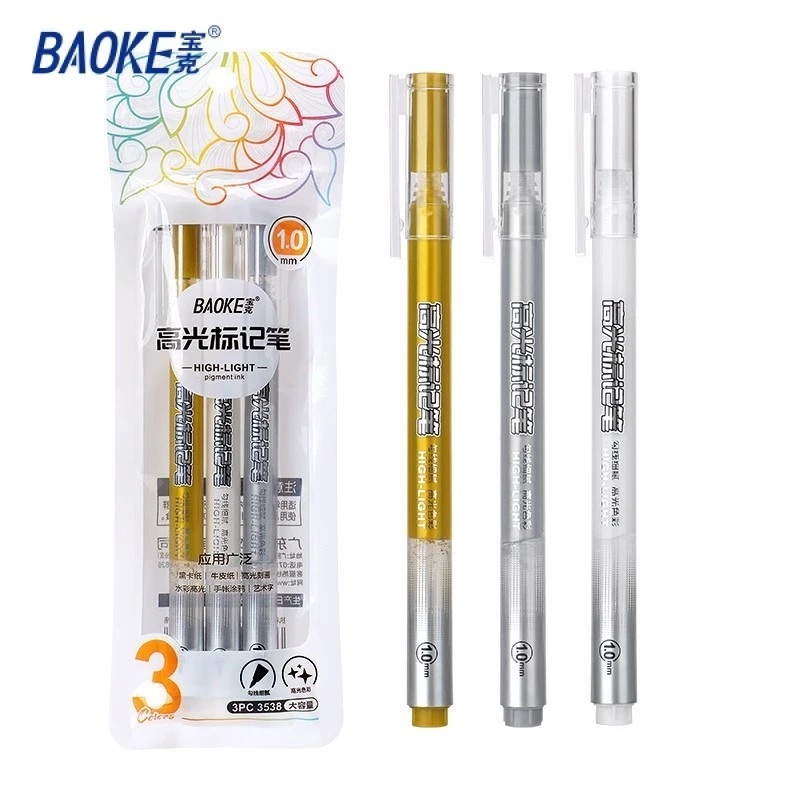 

BAOKE Pena Highlighter 3 Warna Pena Gel 1.0mm PC3538 3 pcs/set