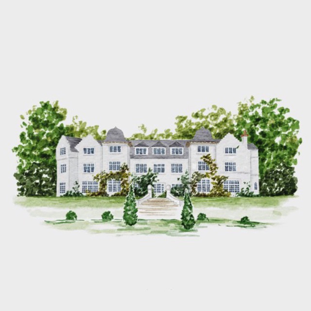 

Hand Painted Watercolour Wedding Venue Illustration | Venue Illustration