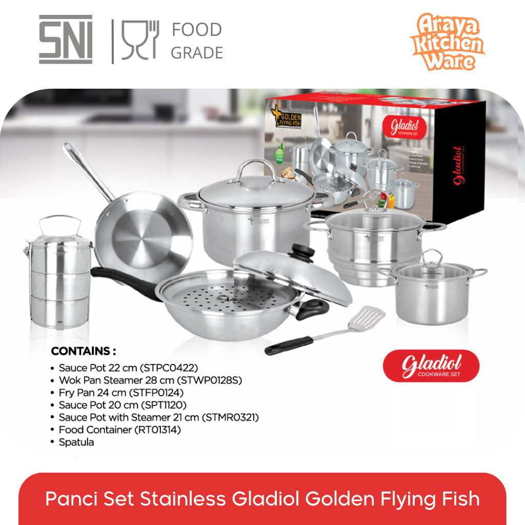 Panci Set Stainless Gladiol Golden Flying Fish