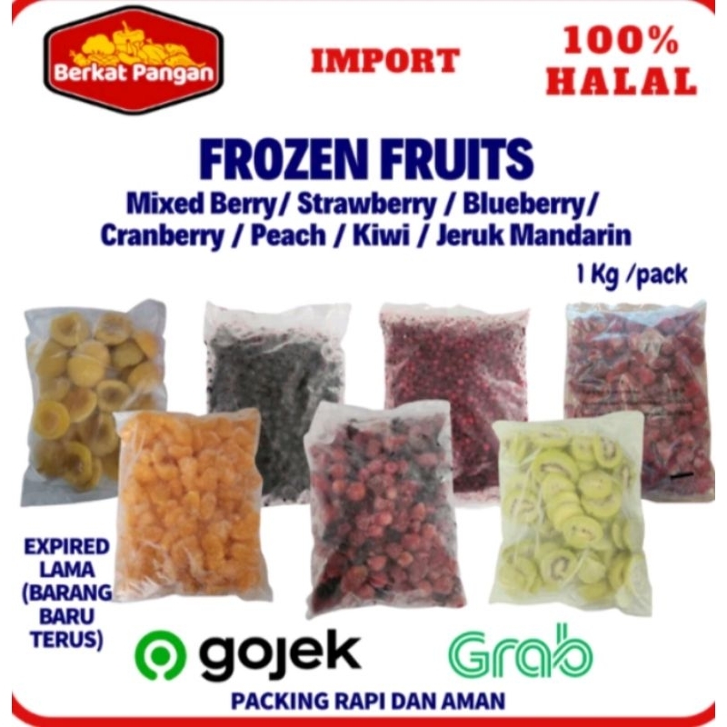 

Berkat Pangan Frozen Fruits Mixed Beri/Strawberry/Cranberry/Peach/Kiwis Jeruk Mandarin