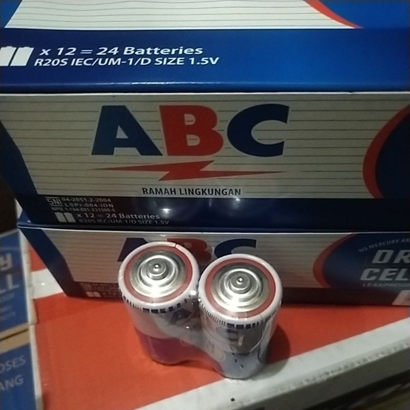 RK batu batrei ABC besar 1.5 volt / baterai ABC size D / batre ABC R20 set 2 pcs